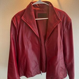 Sienna Sky Vibrant Red Leather Jacket
